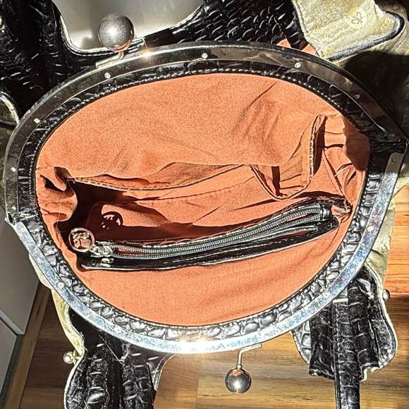 FLEURDELIS Green Rhinestone Tote Bag Purse 15x10x5 Elegant Bling & Logo Design - Picture 4 of 9